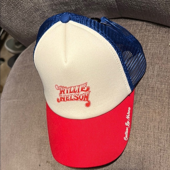 Willie Nelson Red and Blue Trucker Hat, NWT - Picture 2 of 6